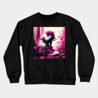 Quirky Magenta Skunk Crewneck Sweatshirt